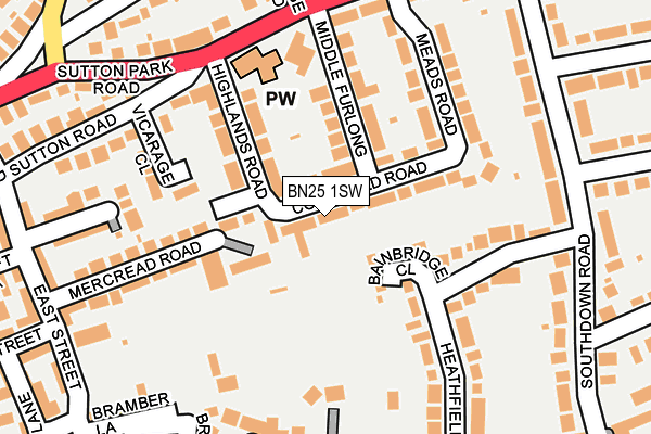 BN25 1SW map - OS OpenMap – Local (Ordnance Survey)