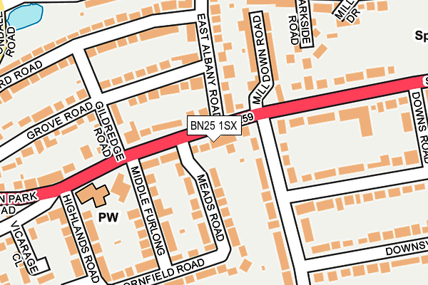 BN25 1SX map - OS OpenMap – Local (Ordnance Survey)