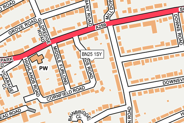 BN25 1SY map - OS OpenMap – Local (Ordnance Survey)