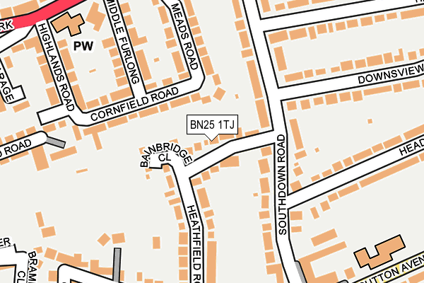 BN25 1TJ map - OS OpenMap – Local (Ordnance Survey)