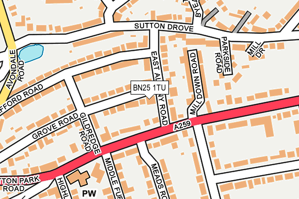 BN25 1TU map - OS OpenMap – Local (Ordnance Survey)