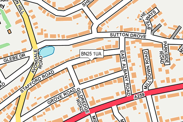 BN25 1UA map - OS OpenMap – Local (Ordnance Survey)
