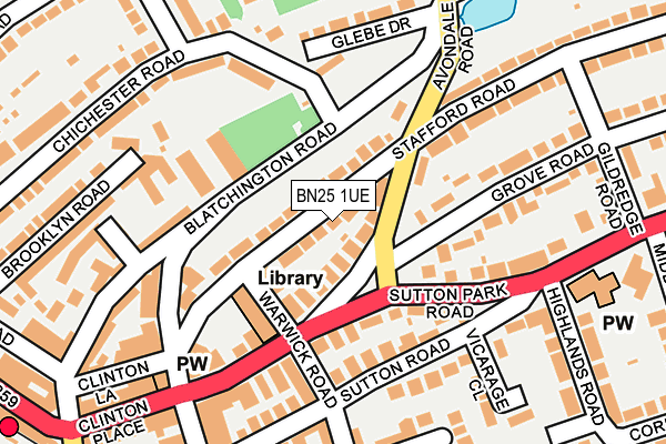 BN25 1UE map - OS OpenMap – Local (Ordnance Survey)
