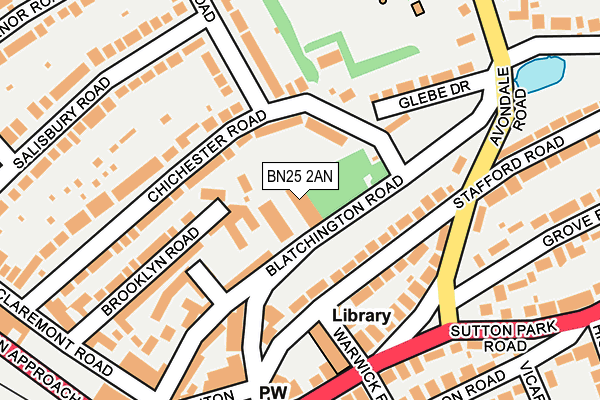 BN25 2AN map - OS OpenMap – Local (Ordnance Survey)
