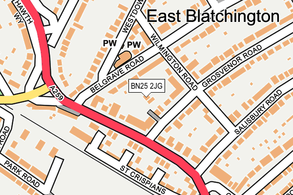 BN25 2JG map - OS OpenMap – Local (Ordnance Survey)