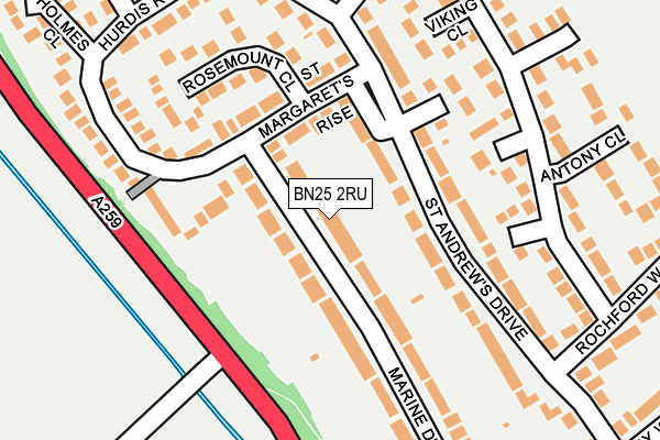BN25 2RU map - OS OpenMap – Local (Ordnance Survey)