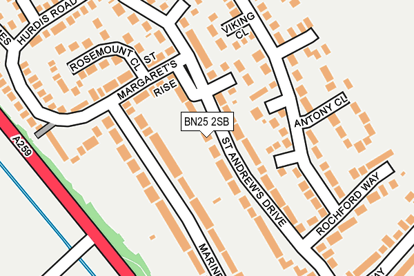 BN25 2SB map - OS OpenMap – Local (Ordnance Survey)