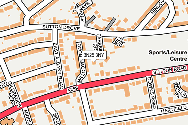 BN25 3NY map - OS OpenMap – Local (Ordnance Survey)