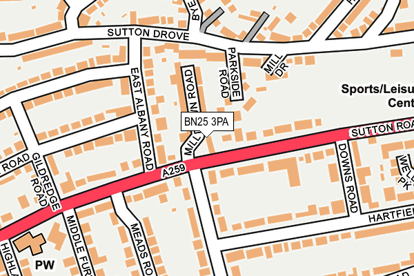 BN25 3PA map - OS OpenMap – Local (Ordnance Survey)