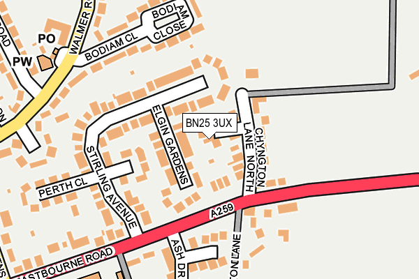 BN25 3UX map - OS OpenMap – Local (Ordnance Survey)