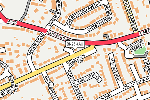 BN25 4AU map - OS OpenMap – Local (Ordnance Survey)