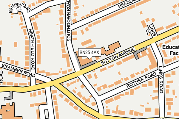 BN25 4AX map - OS OpenMap – Local (Ordnance Survey)