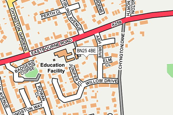 BN25 4BE map - OS OpenMap – Local (Ordnance Survey)