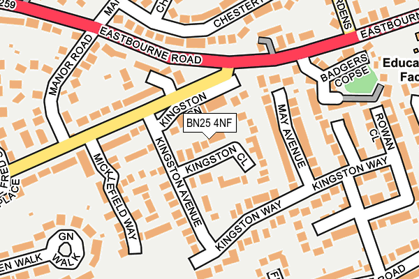 BN25 4NF map - OS OpenMap – Local (Ordnance Survey)