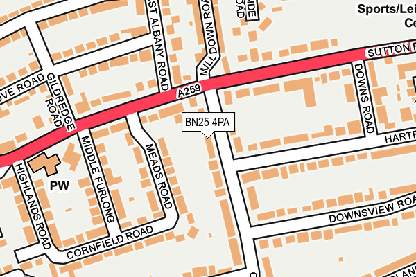 BN25 4PA map - OS OpenMap – Local (Ordnance Survey)
