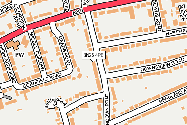BN25 4PB map - OS OpenMap – Local (Ordnance Survey)