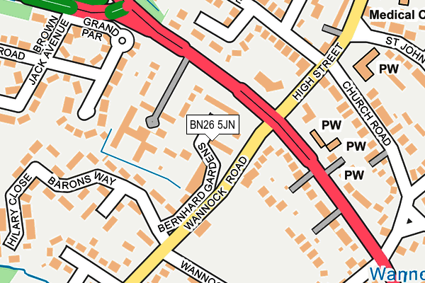 BN26 5JN map - OS OpenMap – Local (Ordnance Survey)