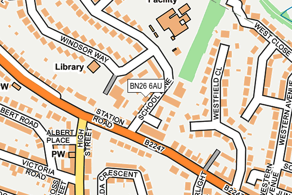 BN26 6AU map - OS OpenMap – Local (Ordnance Survey)