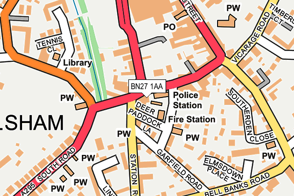 BN27 1AA map - OS OpenMap – Local (Ordnance Survey)