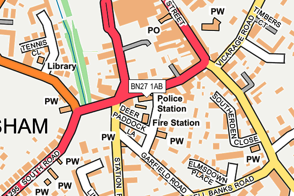 BN27 1AB map - OS OpenMap – Local (Ordnance Survey)