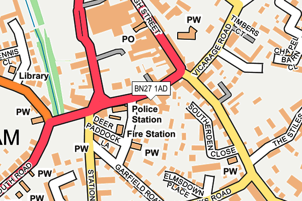 BN27 1AD map - OS OpenMap – Local (Ordnance Survey)