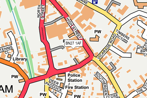 BN27 1AF map - OS OpenMap – Local (Ordnance Survey)