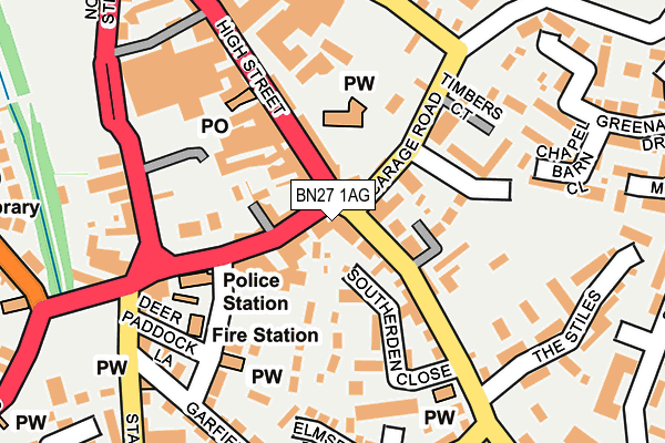 BN27 1AG map - OS OpenMap – Local (Ordnance Survey)
