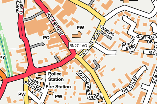 BN27 1AQ map - OS OpenMap – Local (Ordnance Survey)