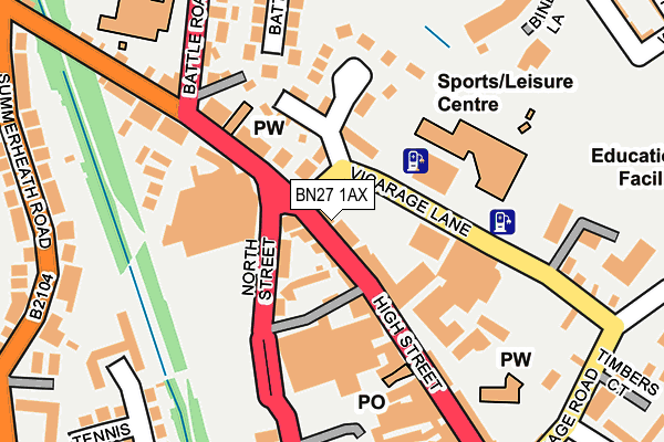 BN27 1AX map - OS OpenMap – Local (Ordnance Survey)