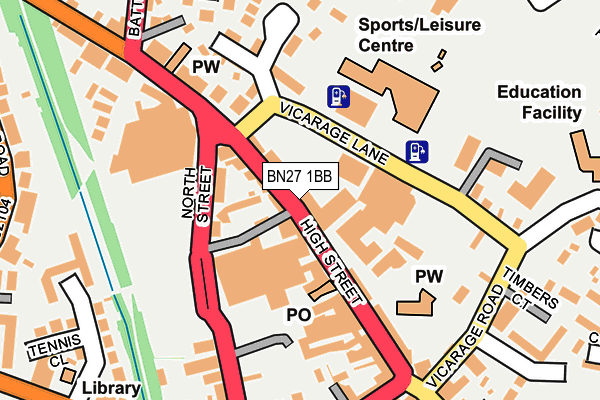 BN27 1BB map - OS OpenMap – Local (Ordnance Survey)