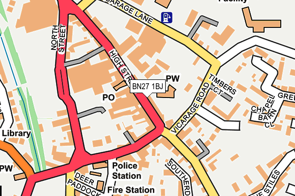 BN27 1BJ map - OS OpenMap – Local (Ordnance Survey)