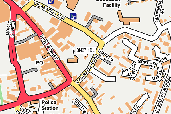 BN27 1BL map - OS OpenMap – Local (Ordnance Survey)