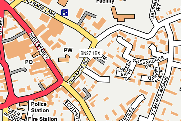 BN27 1BX map - OS OpenMap – Local (Ordnance Survey)