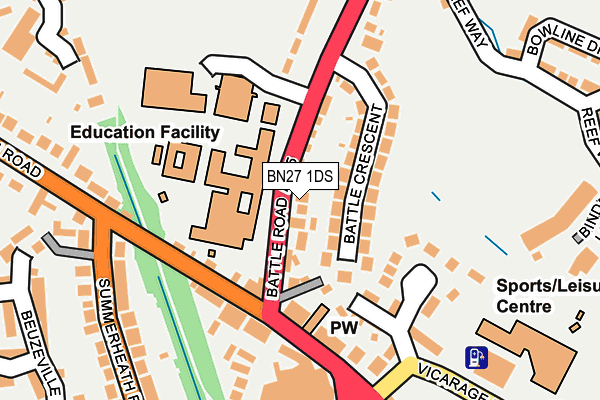BN27 1DS map - OS OpenMap – Local (Ordnance Survey)