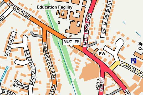 BN27 1EB map - OS OpenMap – Local (Ordnance Survey)