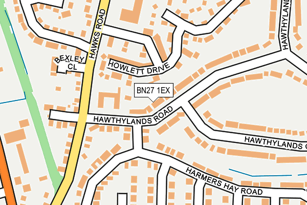 BN27 1EX map - OS OpenMap – Local (Ordnance Survey)