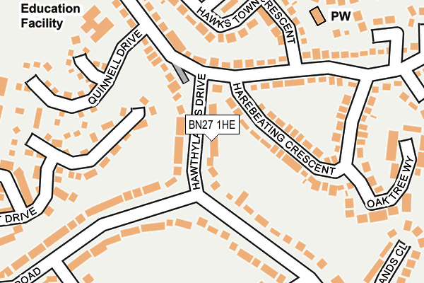 BN27 1HE map - OS OpenMap – Local (Ordnance Survey)