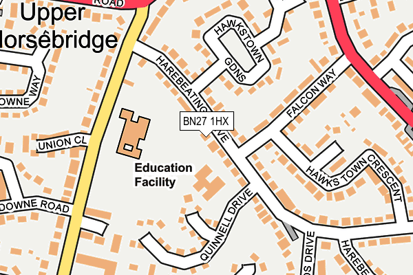 BN27 1HX map - OS OpenMap – Local (Ordnance Survey)