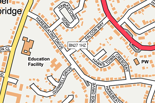 BN27 1HZ map - OS OpenMap – Local (Ordnance Survey)