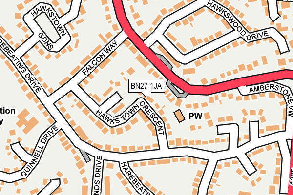 BN27 1JA map - OS OpenMap – Local (Ordnance Survey)