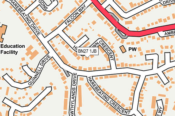BN27 1JB map - OS OpenMap – Local (Ordnance Survey)