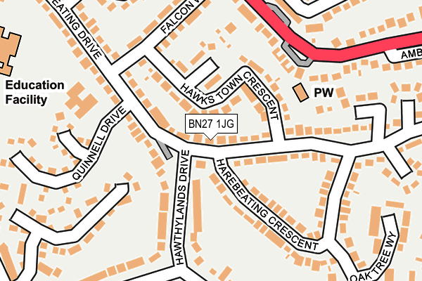 BN27 1JG map - OS OpenMap – Local (Ordnance Survey)