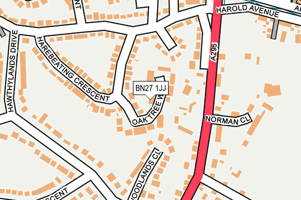 BN27 1JJ map - OS OpenMap – Local (Ordnance Survey)