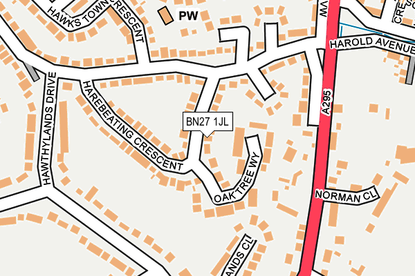 BN27 1JL map - OS OpenMap – Local (Ordnance Survey)