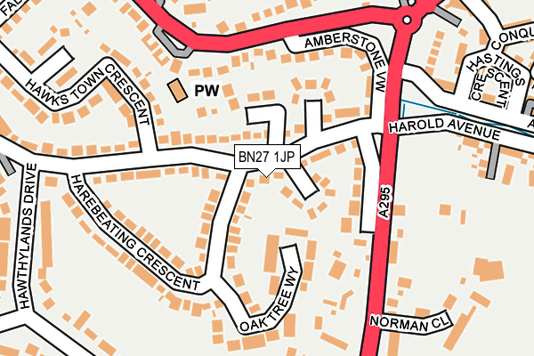 BN27 1JP map - OS OpenMap – Local (Ordnance Survey)