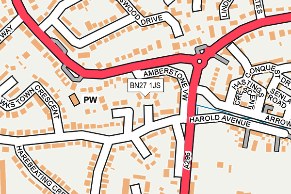 BN27 1JS map - OS OpenMap – Local (Ordnance Survey)