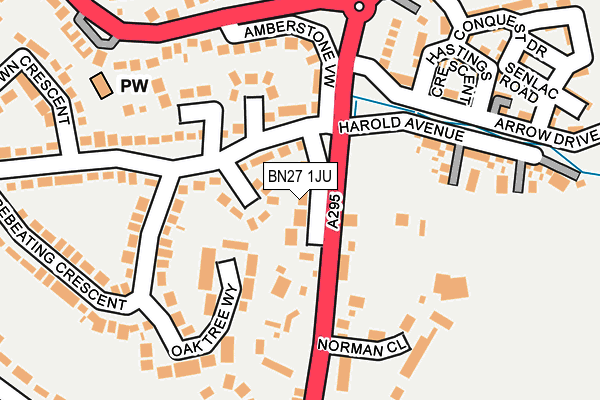 BN27 1JU map - OS OpenMap – Local (Ordnance Survey)