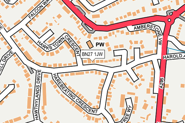 BN27 1JW map - OS OpenMap – Local (Ordnance Survey)