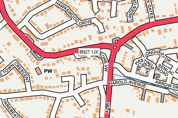 BN27 1JX map - OS OpenMap – Local (Ordnance Survey)