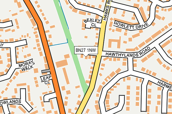 BN27 1NW map - OS OpenMap – Local (Ordnance Survey)